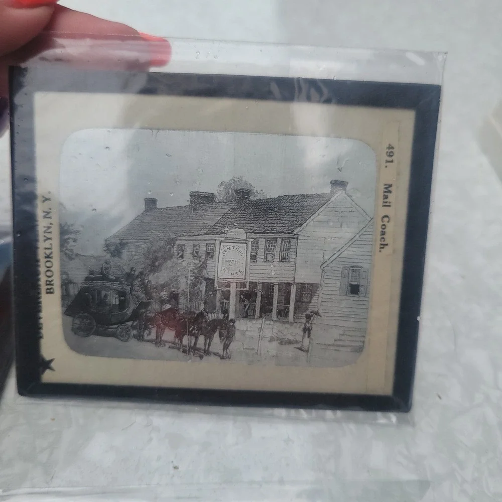 Lot of Six Antique Lantern Glass Slides Philadelphia NYC Scopticon Crystal